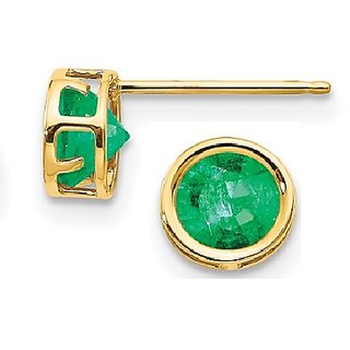 CEYLONMINE- Unheated Green Emerald  Stone Stud Earrings Certified Stone Panna Gold Plated Earring For Women