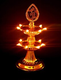 HFK Electric Golden Diya Decorative for Diwali Puja. Double Layer set of 1 For Diwali,