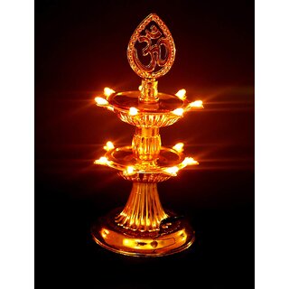HFK Electric Golden Diya Decorative for Diwali Puja. Double Layer set of 1 For Diwali,