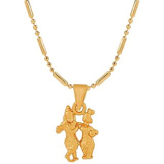 CEYLONMINE- Gold Plated Radha Krishna Pendant Designer & Stylish God Pendant For Men & Women