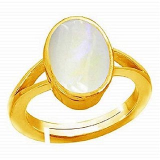 Original Moonstone Gold Plated Adjustable ring Semi-Precious Stone Ring For Unisex BY CEYLONMINE