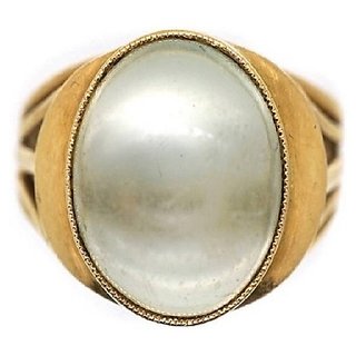 CEYLONMINE- Moonstone Stylish Ring 5.25 Ratti Moonstone Gold Plated Designer Ring For Unisex