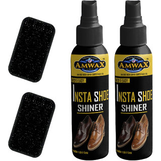 (Pack of 2) Amwax Instant Shoe Shiner Spray with Sponge (2 x 100ml)