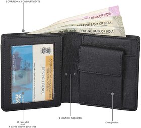 Moody Max - Men's Artificial Leather Short Wallet (Black)