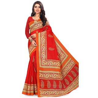 Sharda Creation Red Colour Bhagalpuri Printed Saree With Blouse Piece