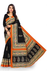 SVB Saree Black Colour Art Silk Printed  Saree