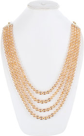 Lucky Jewellery Designer Wedding Multi Strand Peach Color Dulha Har Layered Pearl Maharaja Haar Groom Necklace Set for Men (515-M6DM-1013-PH)