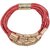 Kiyara Accessories Fashion Jewellery Braided Thread Tube Bracelet in Gold Plating with Magnetic Clasp for Women and Girls.(Red)