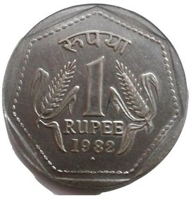 RARE YEAR 1982 ONE RUPEE SMALL 6 GM.COIN