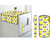 DECOTREE Combo Set of Cotton Fridge Top Cover with 6 Pockets and 2 Pc Cotton Fridge Handle Cover (Yellow, 3 Pcs Set)
