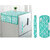 DECOTREE Combo Set of Cotton Fridge Top Cover with 6 Pockets and 2 Pc Cotton Fridge Handle Cover (Blue, 3 Pcs Set)