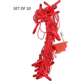 HFK 5 mtr. Pack of 10 Red Diwali Rise Light Jhalar,
