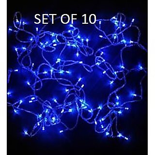 HFK 5 mtr. Pack of 10 Blue Diwali Rise Light Jhalar,