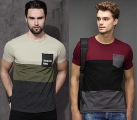29K Multicolor Round Neck T-Shirts For Men (Pack of 2)