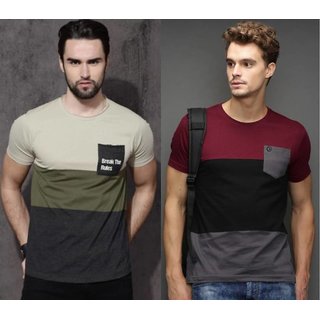 29K Multicolor Round Neck T-Shirts For Men (Pack of 2)