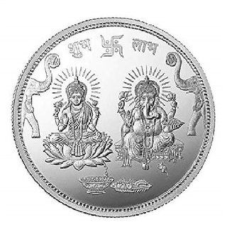 CEYLONMINE 10 gram Silver Ganesh  Laxmi Ji Coin