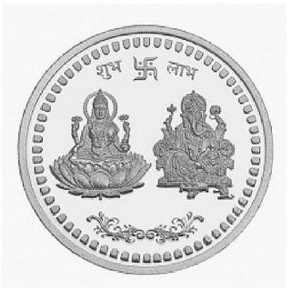 CEYLONMINE 10 gram Silver Ganesh  Laxmi Ji Coin