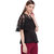 Texco Women Black Peplum Embroidered Lace Party Top
