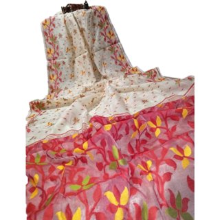 Soft dhakai jamdani saree of bengal all over work.