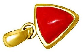 Original Stone Coral Pendant 7.25 ratti  Stone gold plated Pendant By Ceylonmine