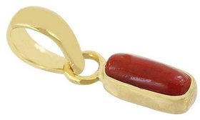 Lab Certified Original Moonga/ munga pendant unheated Coral stone gold plated Pendant For Astrological Purpose By ceylonmine