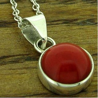 Natural coral pendant  7.25 ratti  Natural  Original Stone Moonga/ munga  silver pendant By ceylonmine