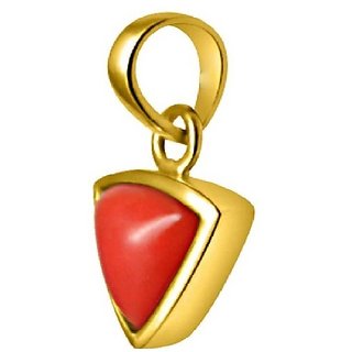 Ceylonmine - red coral /Moonga/ munga  pendant 7.25 Ratti Natural Stone Pendant gold plated For Astrological Purpose