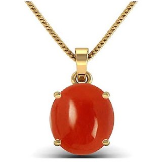 Natural  Original 7.25 ratti red coral munga gold plated Pendant By ceylonmine