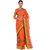 Saadhvi Orange Striped Cotton Silk Saree with Blouse