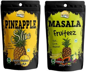 Kamdhenu Foods Dried Fruit Pineapple Chunks and Masala Fruiteez Chunks Healthy Snacks Combo (Set of 2)