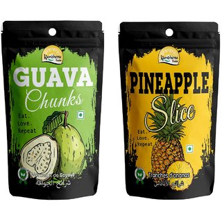 Kamdhenu Foods Dried Fruit Guava Chunks and Pineapple Chunks Healthy Snacks Combo (Set of 2)