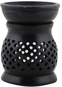 Freshings Paleva Polished Jaali Work Oil Burner / Oil Diffuser (Black, 7.6 Cm X 7.6 Cm X 10.2 Cm)