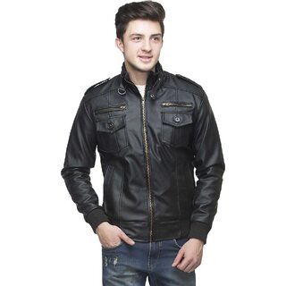 Buy Garmadian Black Pu Leather Jacket For Men Online @ ₹1799 from