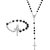 MissMister 9 mm Black Catholic Christian Prayer Rosary Bead Non-Precious Metal Mala Necklace and Bracelet Jesus Combo Jewellery for Men and Women