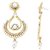 MissMister Pear shape Design, Pearl and CZ studded Gold plated long dangler Earrings for Women