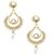 MissMister Pear shape Design, Pearl and CZ studded Gold plated long dangler Earrings for Women