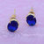 MissMister Gold plated Oval shape Royal Ink Blue Titanic colour Stylish Fashion studs Earrings Women Girls