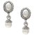 MissMister Silver plated oxidised Finish Brass Oval and Round Faux Pearls drop Earring for Women and Girls