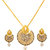 MissMister Gold Plated Pearl and CZ Studded Ethnic Traditional Chain Pendant Necklace Set for Women