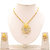 MissMister Gold Plated Pearl and CZ Studded Ethnic Traditional Chain Pendant Necklace Set for Women