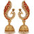 MissMister Gold Finish Red Meenakari Pearl Beaded Peacock Dangle And Drop Jhumki Earrings For Women