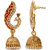 MissMister Gold Finish Red Meenakari Pearl Beaded Peacock Dangle And Drop Jhumki Earrings For Women