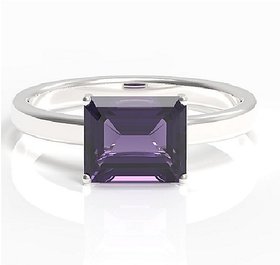 CEYLONMINE-Lab Certified 7.25 ratti amethyst Silver plated ring original  Unheated Stone Jamuniya  designer finger ring