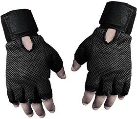 Liboni Full Net Gym Gloves/Cycling Gloves/Riding Gloves/Stretchable Size for Both Men and Women, Black Colour