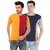 Ample Multicolour Kintted Cotton Round Neck Casual Men T-shirts pack of 2
