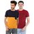 Ample Multicolour Kintted Cotton Round Neck Casual Men T-shirts pack of 2