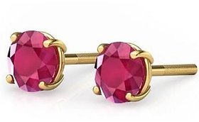 CEYLONMINE- precious stone ruby stud earrings in panchdhatu certified  effective gemstone ruby(chuni) earrigns for girls  women