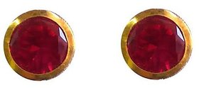 Gold Plated ruby(manik) earrings unheated & lab certified ruby stud earrings By CEYLONMINE