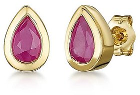 CEYLONMINE- Ruby gold plated earrings IGI Ruby stone stylish stud earrings for Women & Girls