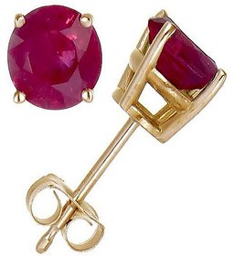 Lab Certified Ruby(Manik) Stone Stud Gold Plated Earrings For Women  Girls BY CEYLONMINE